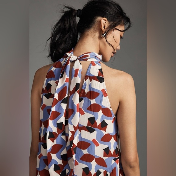 By Anthropologie Silk Halter Midi Dress size XXS new - Picture 4 of 4